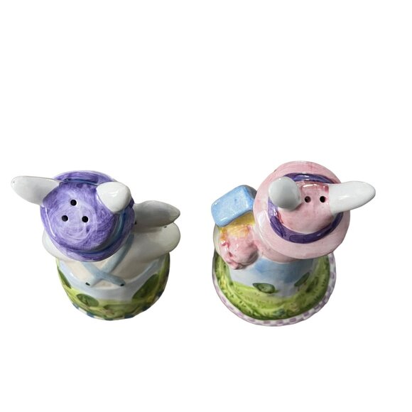 Easter Salt and Pepper‎ Shakers Easter Bunny Rabbits Multicolor Ceramic - Picture 5 of 7